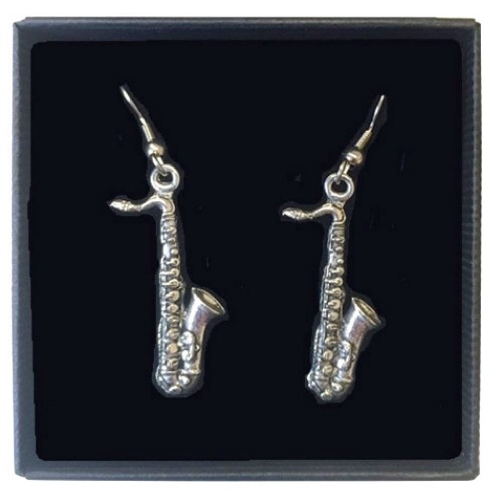 Saxophone Pewter Earrings